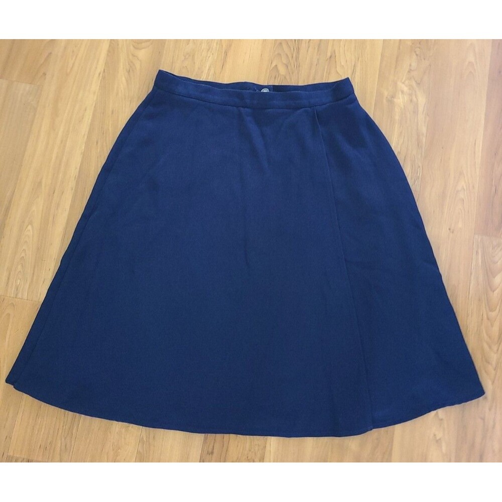 Dana Buchman Size 12 Textured Rayon Blue Faux Wrap A Line Skirt